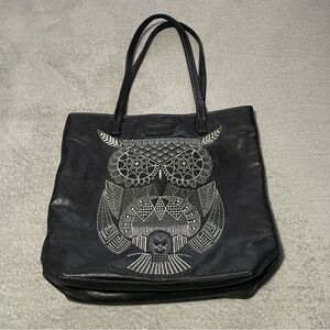 Loungefly large owl tote black simulated leather 15”x15”x5”